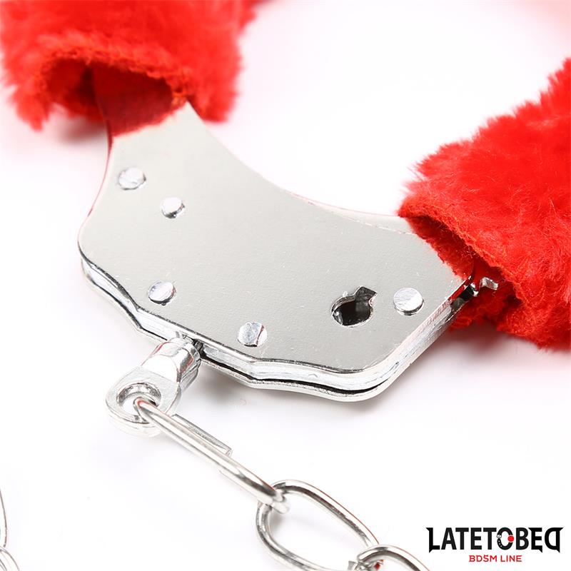 LATETOBED BDSM LINE - FUR ANKLE CUFFS RED