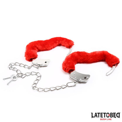 LATETOBED BDSM LINE - FUR ANKLE CUFFS RED