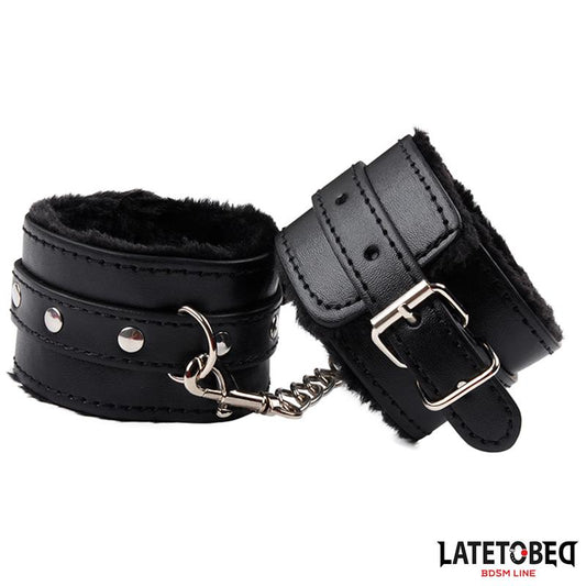 LATETOBED BDSM LINE - FURRY ANKLE CUFF BLACK