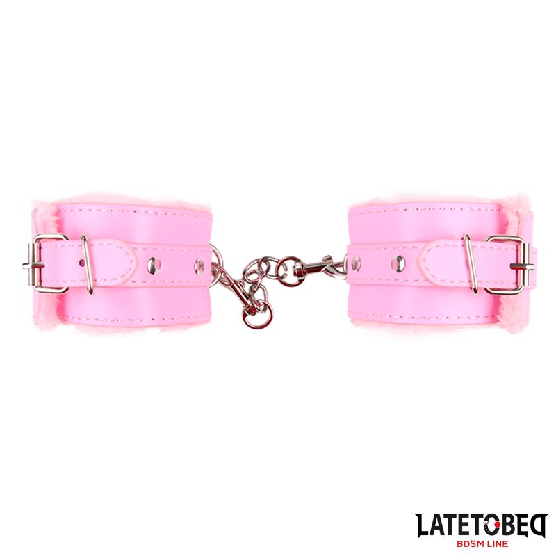 LATETOBED BDSM LINE - FURRY ANKLE CUFF PINK