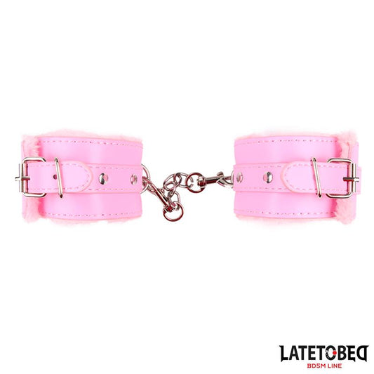 LATETOBED BDSM LINE - FURRY ANKLE CUFF PINK