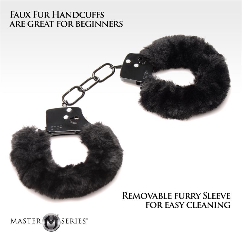 MASTER SERIES - FURRY HANDCUFFS BLACK