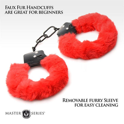 MASTER SERIES - FURRY HANDCUFFS RED