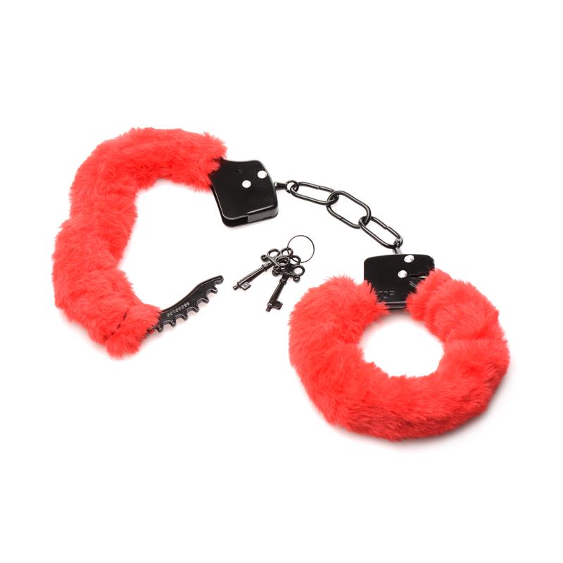 MASTER SERIES - FURRY HANDCUFFS RED