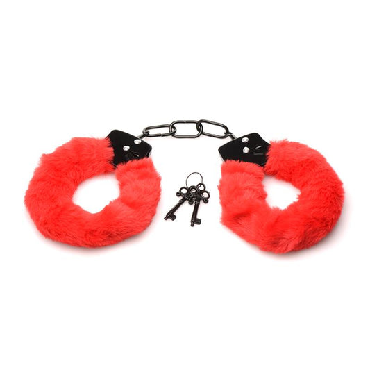MASTER SERIES - FURRY HANDCUFFS RED