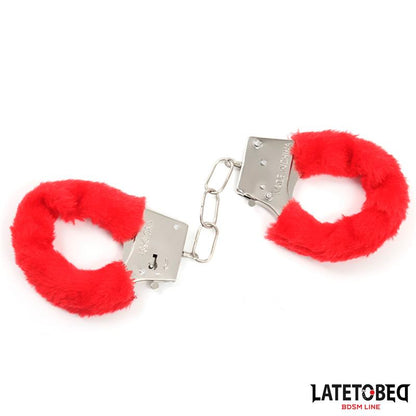 LATETOBED BDSM LINE - FURRY LOCKING CUFF RED