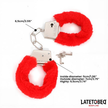 LATETOBED BDSM LINE - FURRY LOCKING CUFF RED