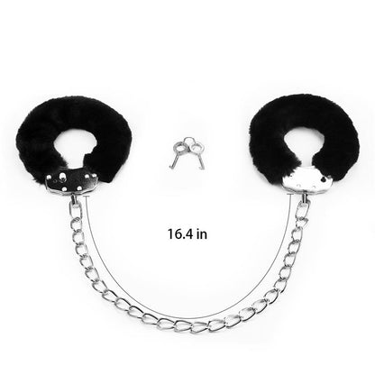 LOVETOY - FURRY METAL ANKLE CUFFS BLACK