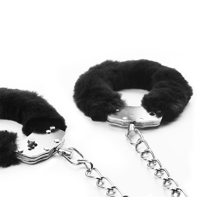 LOVETOY - FURRY METAL ANKLE CUFFS BLACK