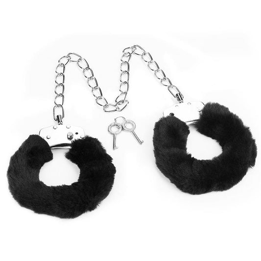 LOVETOY - FURRY METAL ANKLE CUFFS BLACK