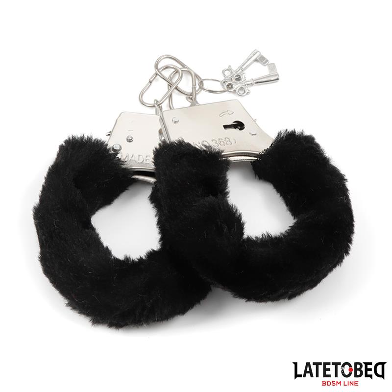 LATETOBED BDSM LINE - FURRY METAL CUFF BLACK