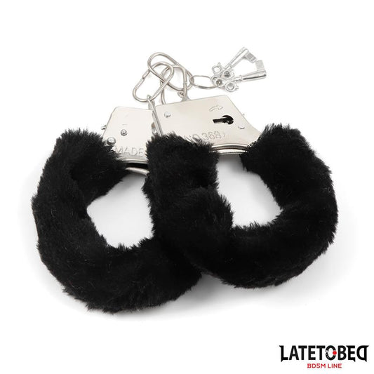 LATETOBED BDSM LINE - FURRY METAL CUFF BLACK