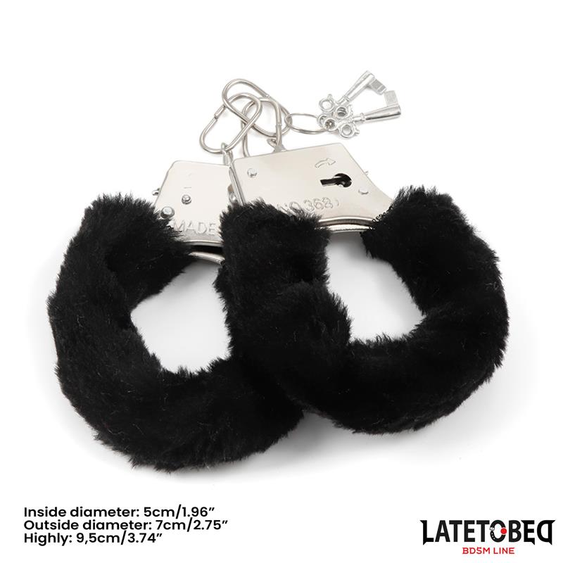 LATETOBED BDSM LINE - FURRY METAL CUFF BLACK