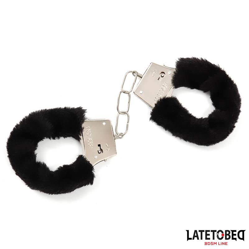 LATETOBED BDSM LINE - FURRY METAL CUFF BLACK