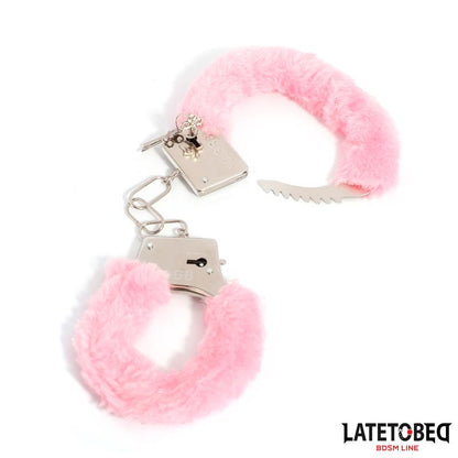 LATETOBED BDSM LINE - FURRY METAL CUFF PINK