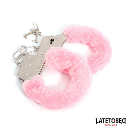 LATETOBED BDSM LINE - FURRY METAL CUFF PINK