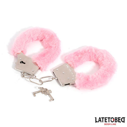 LATETOBED BDSM LINE - FURRY METAL CUFF PINK