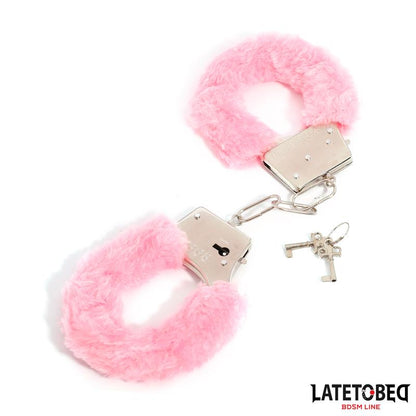 LATETOBED BDSM LINE - FURRY METAL CUFF PINK