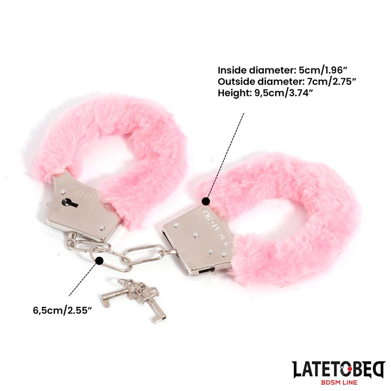 LATETOBED BDSM LINE - FURRY METAL CUFF PINK