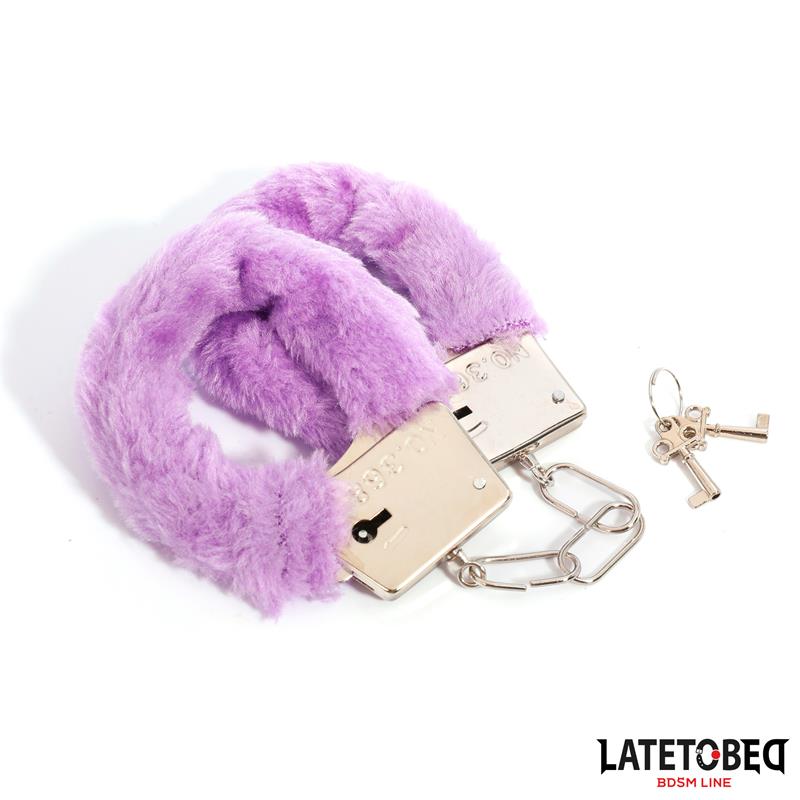 LATETOBED BDSM LINE - FURRY METAL CUFF PURPLE