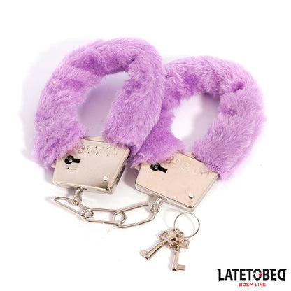 LATETOBED BDSM LINE - FURRY METAL CUFF PURPLE