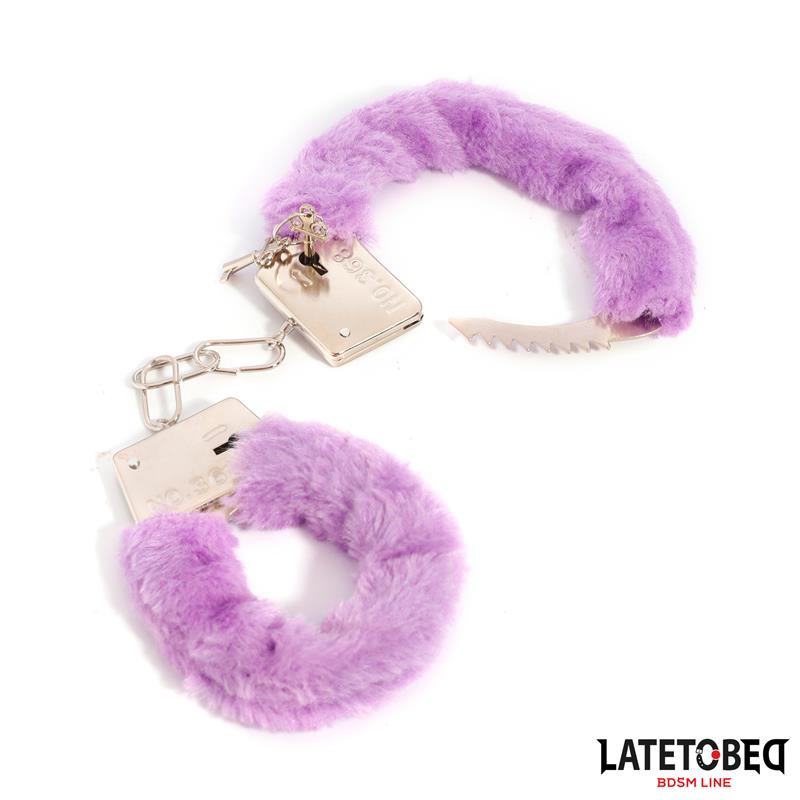 LATETOBED BDSM LINE - FURRY METAL CUFF PURPLE