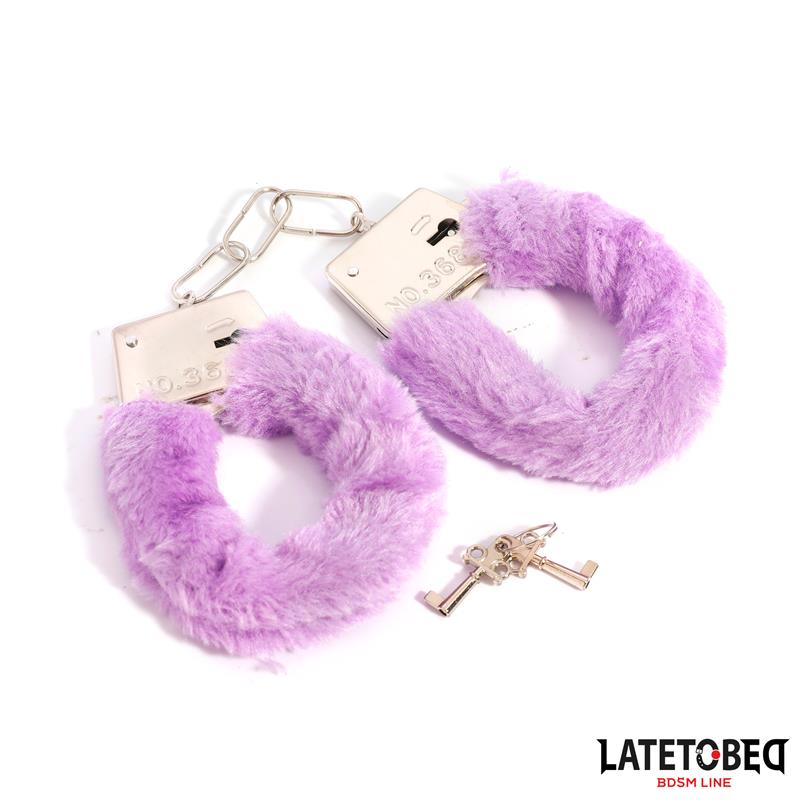 LATETOBED BDSM LINE - FURRY METAL CUFF PURPLE