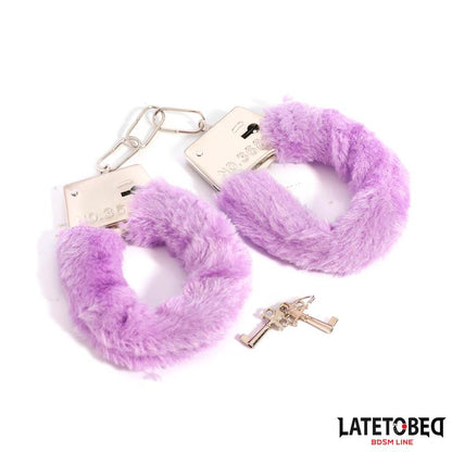 LATETOBED BDSM LINE - FURRY METAL CUFF PURPLE