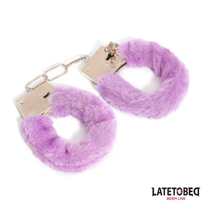 LATETOBED BDSM LINE - FURRY METAL CUFF PURPLE