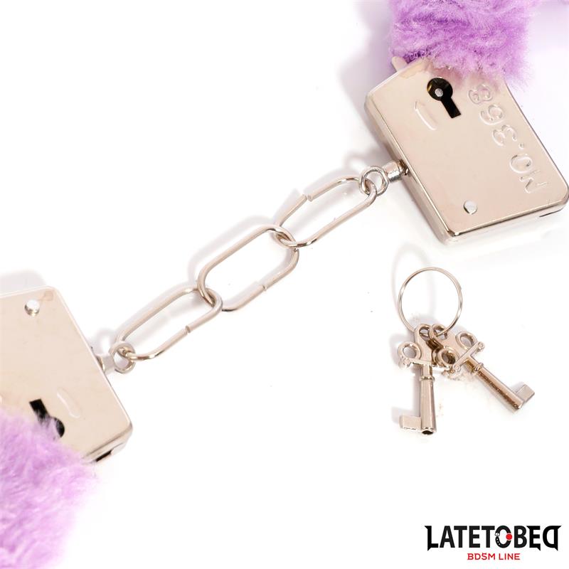 LATETOBED BDSM LINE - FURRY METAL CUFF PURPLE