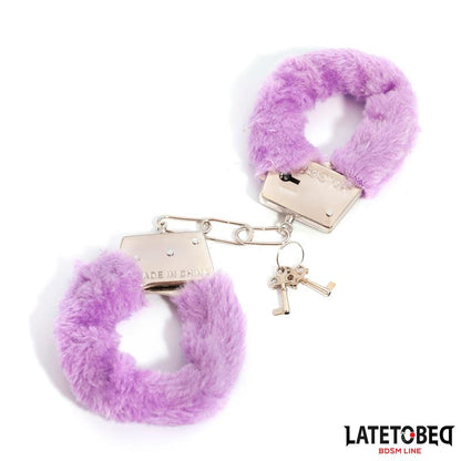 LATETOBED BDSM LINE - FURRY METAL CUFF PURPLE