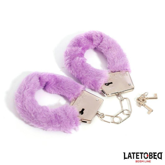 LATETOBED BDSM LINE - FURRY METAL CUFF PURPLE