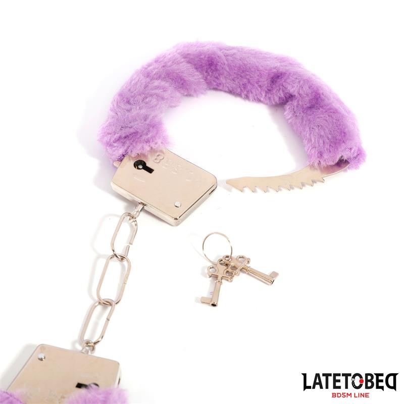 LATETOBED BDSM LINE - FURRY METAL CUFF PURPLE