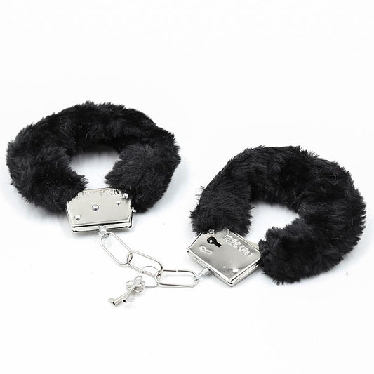 INTOYOU BDSM LINE - FURRY METAL HANDCUFFS BLACK