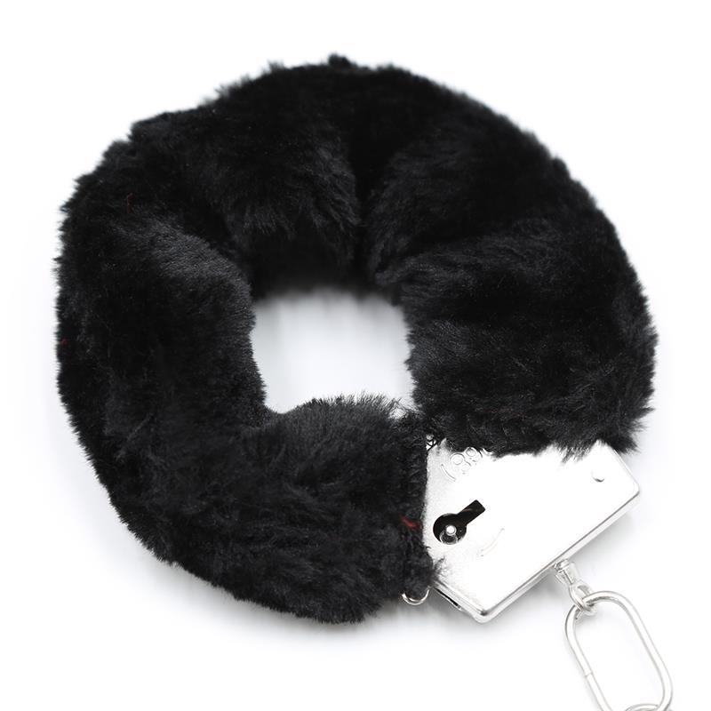 INTOYOU BDSM LINE - FURRY METAL HANDCUFFS BLACK