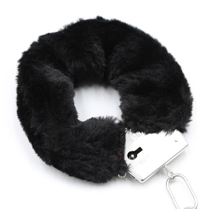 INTOYOU BDSM LINE - FURRY METAL HANDCUFFS BLACK