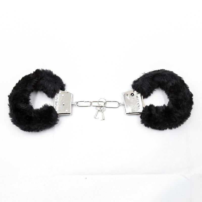 INTOYOU BDSM LINE - FURRY METAL HANDCUFFS BLACK