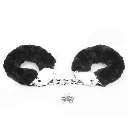 LOVETOY - FURRY METAL HANDCUFFS BLACK