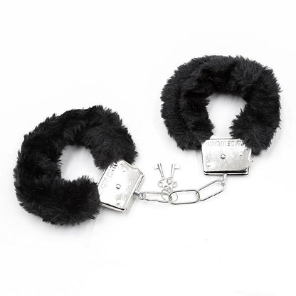 INTOYOU BDSM LINE - FURRY METAL HANDCUFFS BLACK