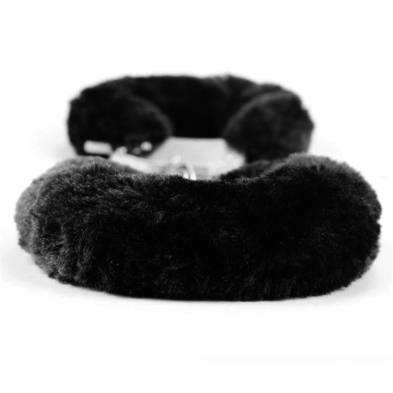 LOVETOY - FURRY METAL HANDCUFFS BLACK