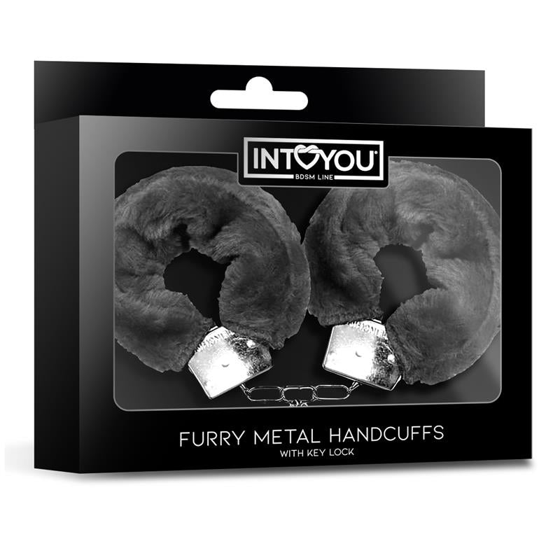 INTOYOU BDSM LINE - FURRY METAL HANDCUFFS BLACK