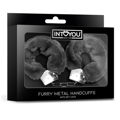 INTOYOU BDSM LINE - FURRY METAL HANDCUFFS BLACK