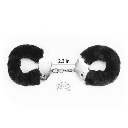 LOVETOY - FURRY METAL HANDCUFFS BLACK