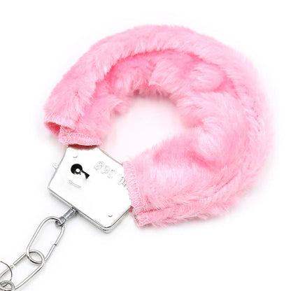INTOYOU BDSM LINE - FURRY METAL HANDCUFFS PINK
