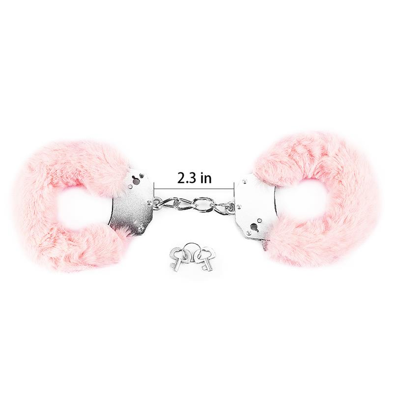 LOVETOY - FURRY METAL HANDCUFFS PINK