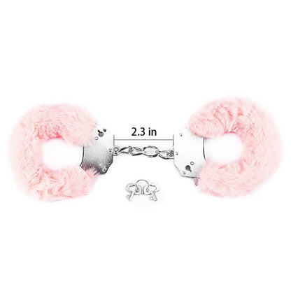 LOVETOY - FURRY METAL HANDCUFFS PINK