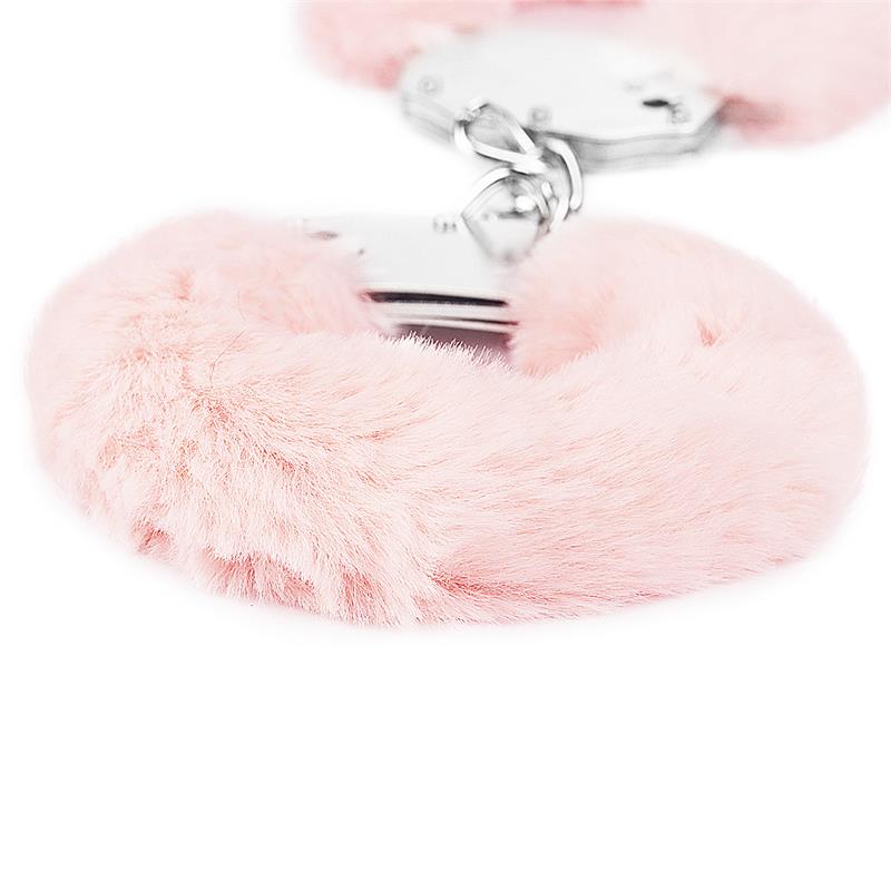 LOVETOY - FURRY METAL HANDCUFFS PINK