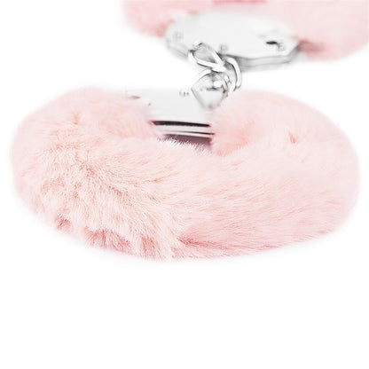 LOVETOY - FURRY METAL HANDCUFFS PINK
