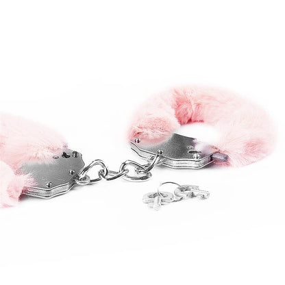 LOVETOY - FURRY METAL HANDCUFFS PINK