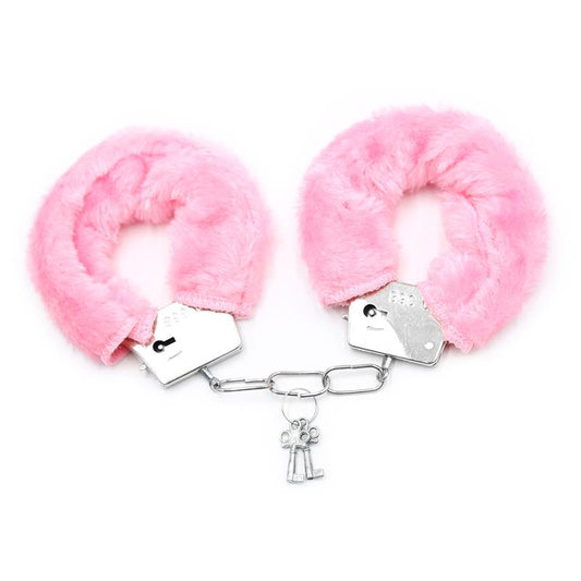 INTOYOU BDSM LINE - FURRY METAL HANDCUFFS PINK